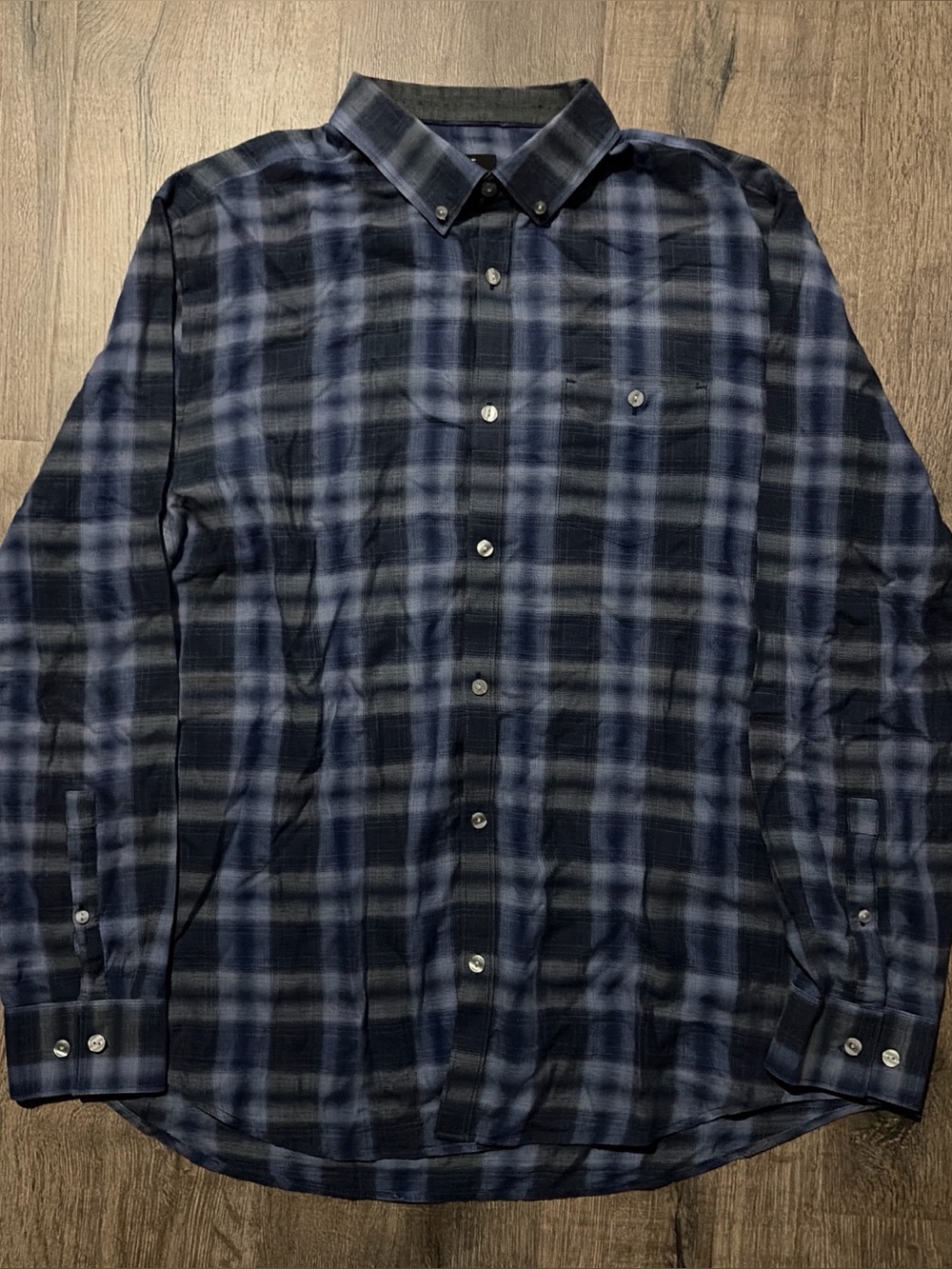 Calvin Klein Blue Plaid Button Down Shirt Large